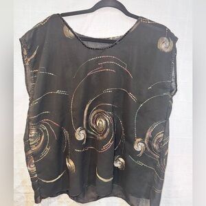 Chic Black Swirl Embellished Blouse
